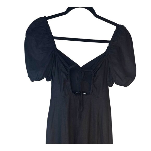 2/$30 ZARA Black 50% Linen Puff Sleeve Midi Dress - Picture 7 of 16